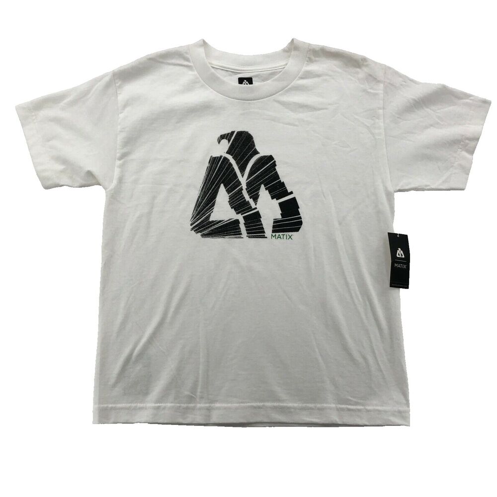 Matix Shirt Boys Medium White Black Logo Skateboarding Streetwear Skater New